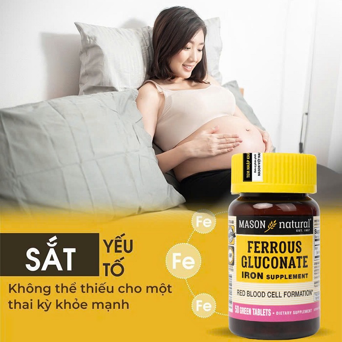 Mason Natural Ferrous Gluconate - Sắt hữu cơ mát cho bà bầu
