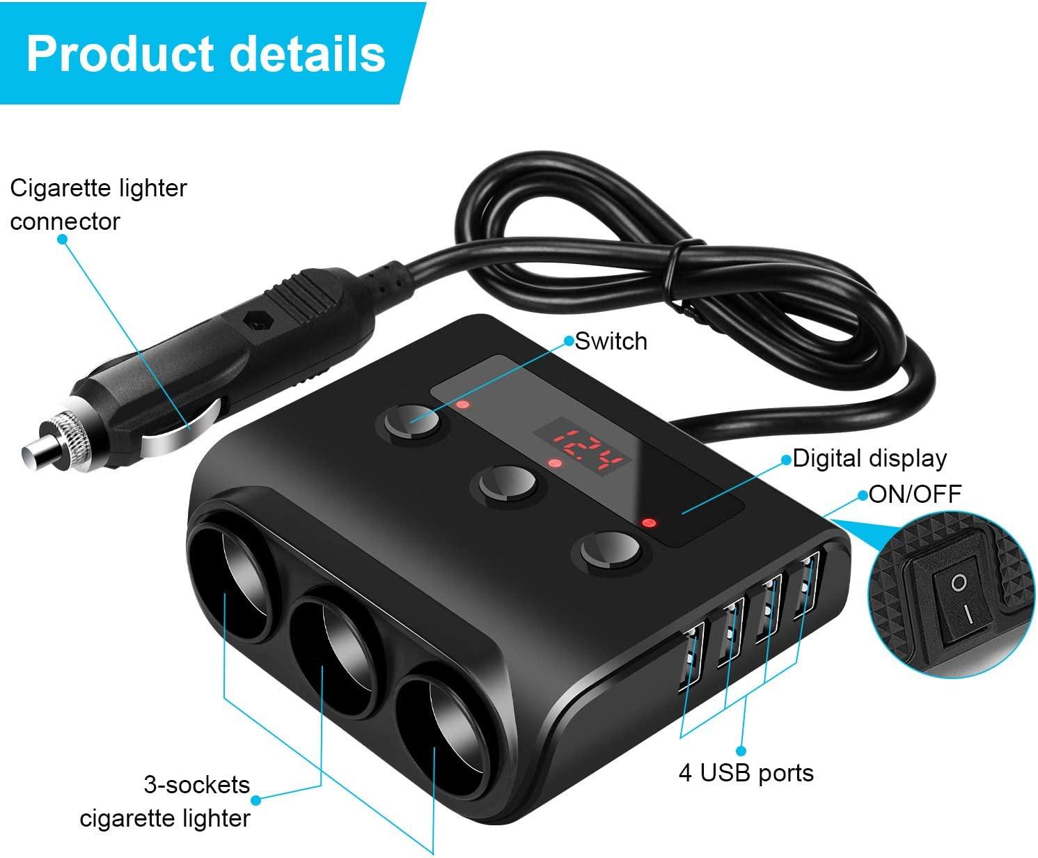 100W USB nhẹ hơn,Sạc nhanh nhẹ hơn Adapter,3 110W Splitter nhẹ hơn ổ cắm 4 cổng USB