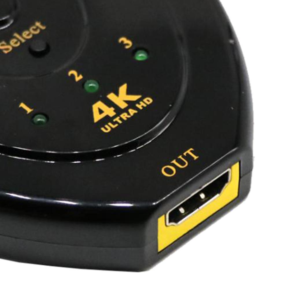 4K 3Port HDMI Cable Auto Splitter Switch Multi Switcher Hub 3 In 1Out 3D