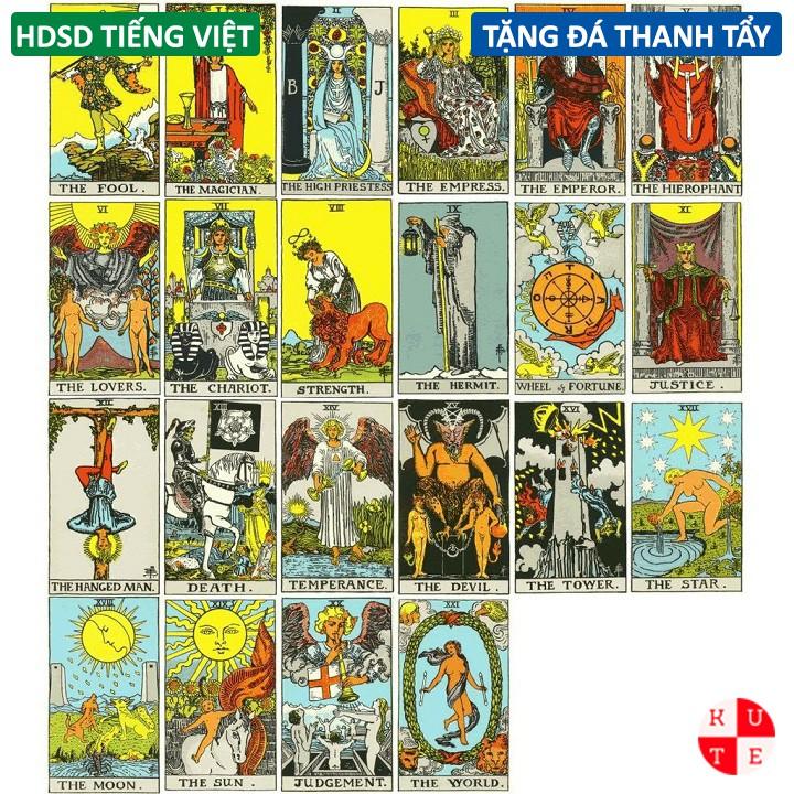 Bài Tarot Tiếng Việt Dành Cho Người Mới Rider Smith 78 Lá Bài Cán Màng Dày Dặn Tặng Đá Thanh Tẩy