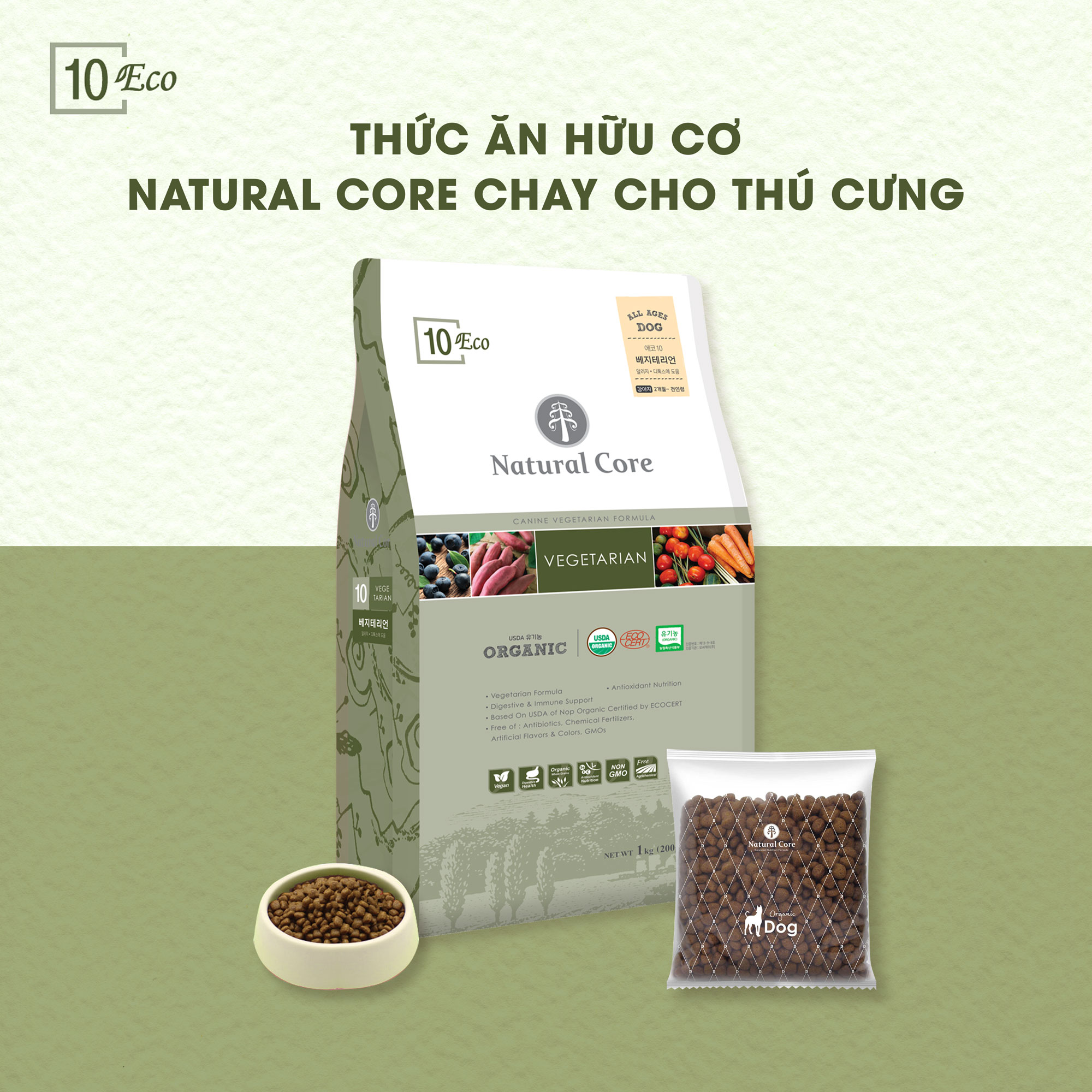 Thức ăn hạt hữu cơ Natutal Core cho chó ăn kiêng | 6kg | Đạm thực vật chất lượng cao | Giàu chất xơ | Detox giải độc cơ thể | Duy trì vóc dáng