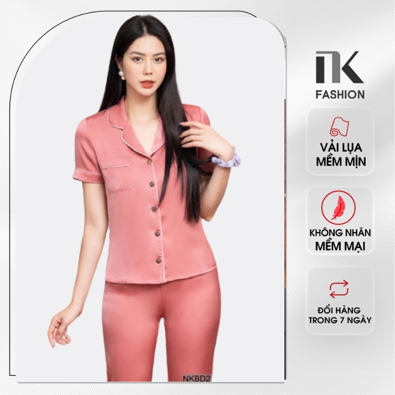 Bộ Đồ Pyjama Mặc Nhà NK Fashion Chất Liệu Vải Nhập Hàn Cao Cấp, Thiết Kế Đơn Giản, Dễ Mặc NKBD2202004