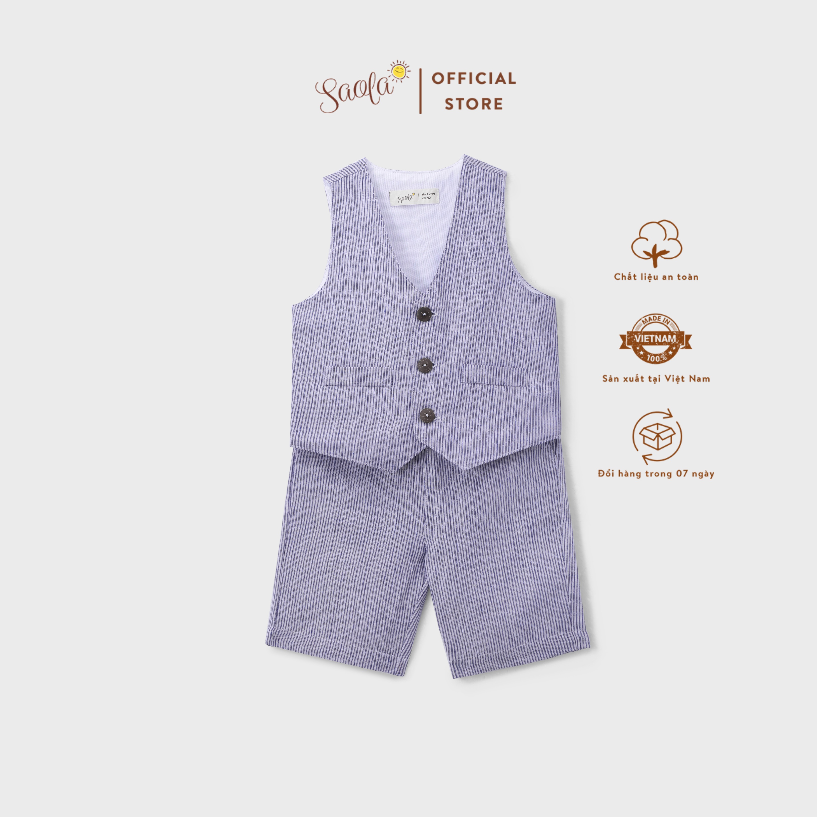 Bộ Gile Chất Liệu Linen Cao Cấp Phong Cách Hàn Quốc Cho Bé Trai - AVETT SET - GIL001 - SAOLA KIDS CLOTHING