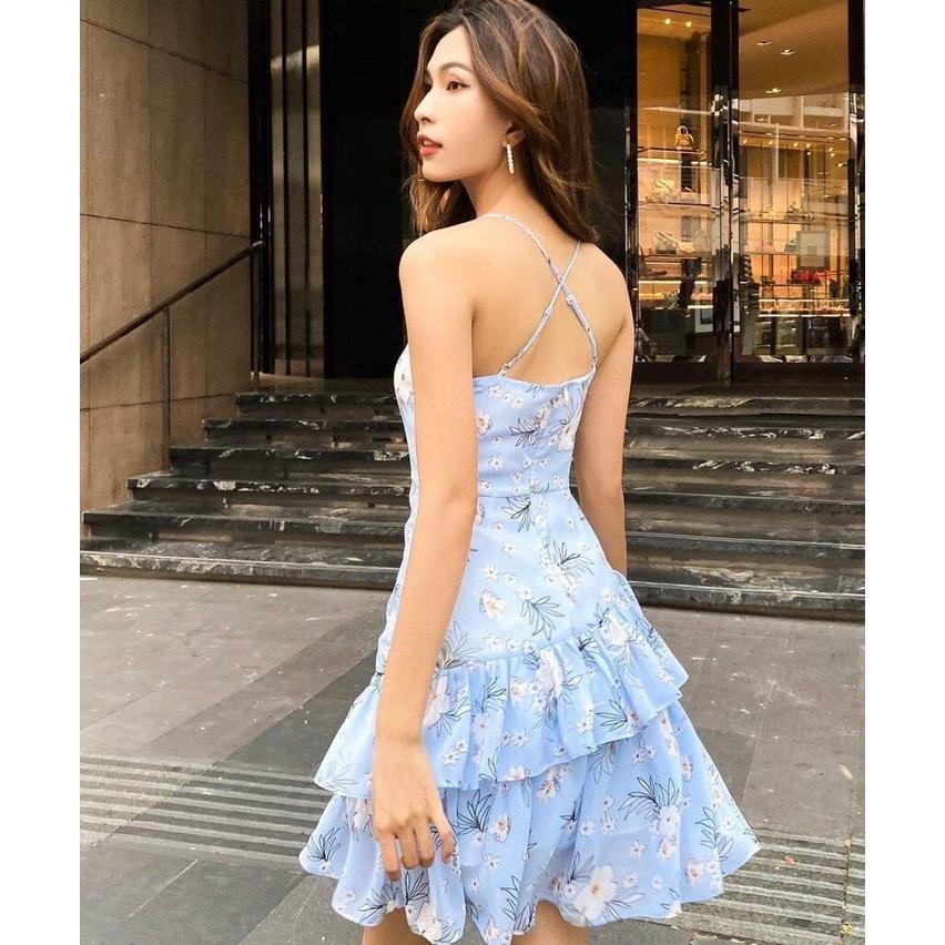 ĐẦM HOA XANH 2 DÂY PHỐI BÈO DIỆN CỰC XINH