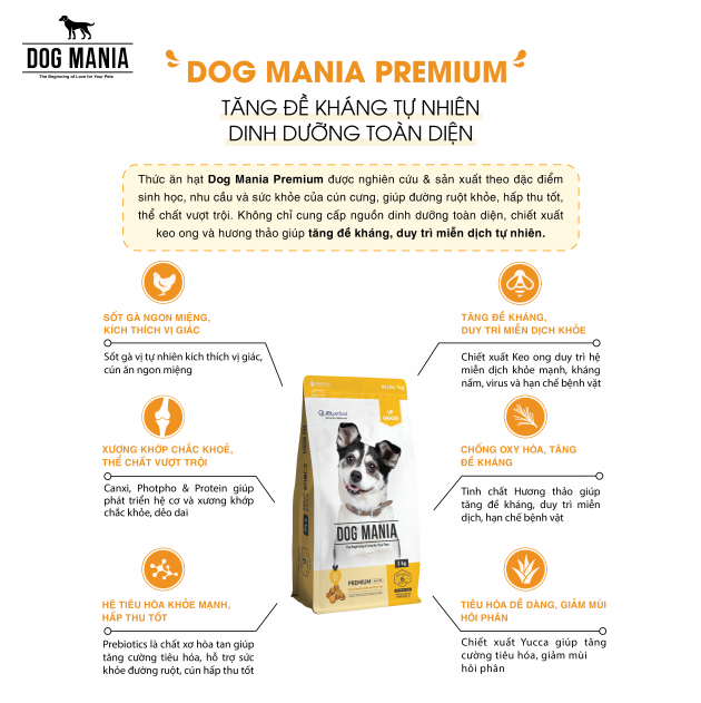 THỨC ĂN HẠT CHO CÚN XUẤT XỨ HÀN QUỐC DOG MANIA TÚI 1KG