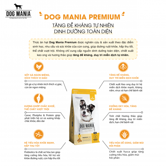 [ 1KG /2.4KG / 5KG ] - Thức ăn hạt cho chó mọi lứa tuổi DOG MANIA PREMIUM