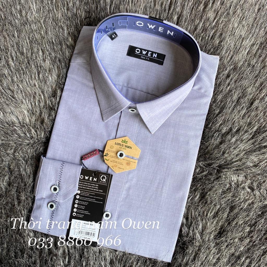 OWEN - Áo sơ mi dài tay Owen Slimfit chất sợi sen mềm mát màu xám trơn 220082