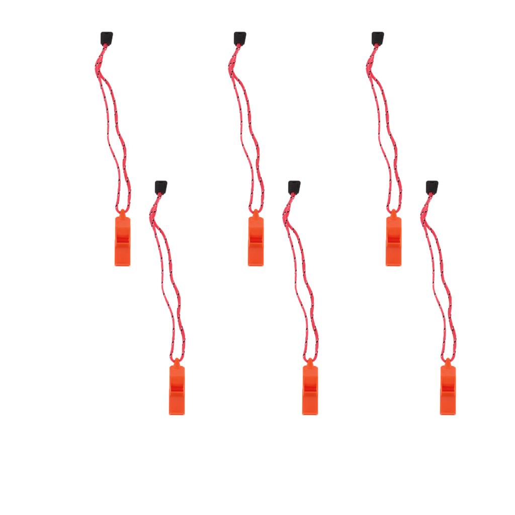 6 lot Survival Whistle Multi Frequency Orange Emergency Camping Hiking Whistle