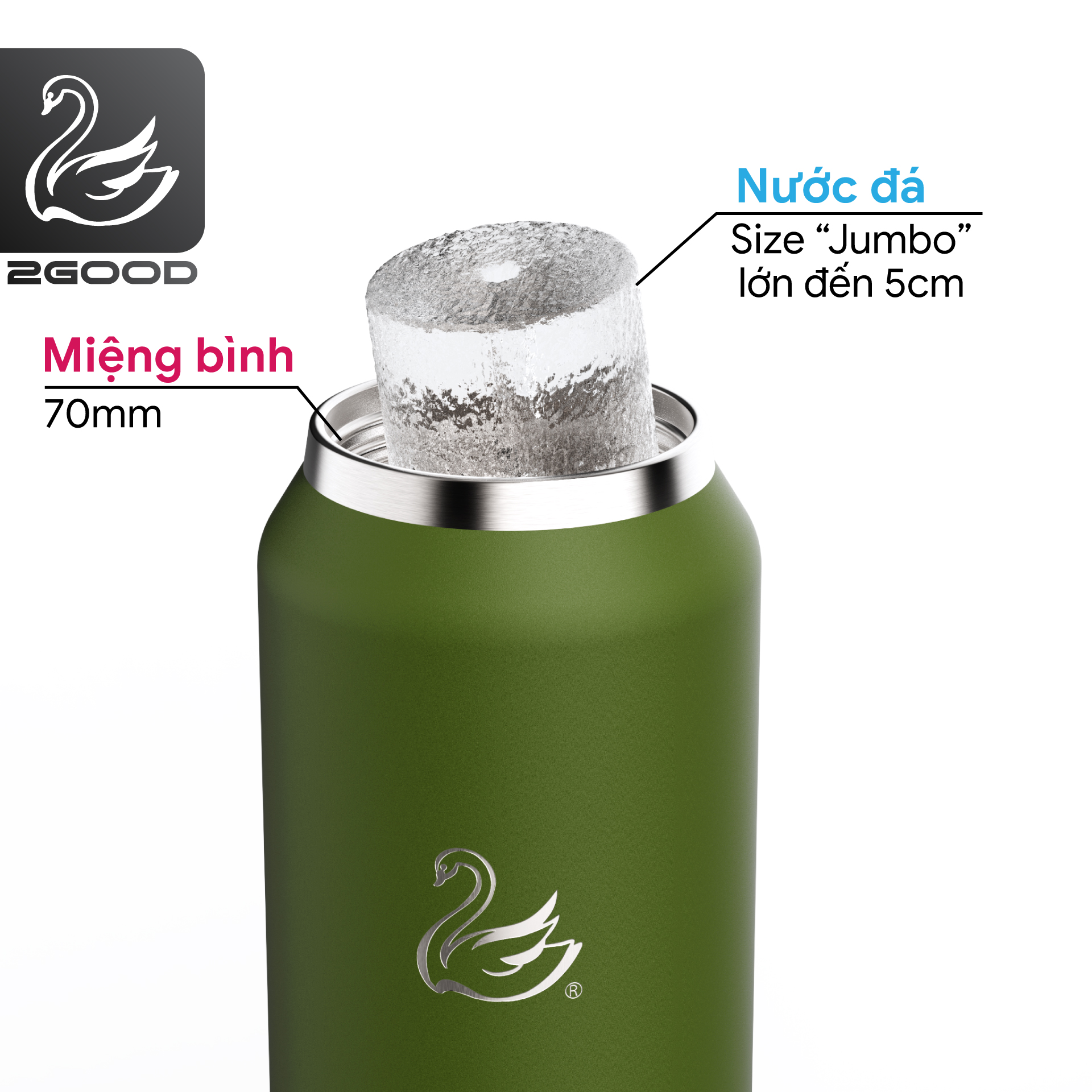 Bình giữ nhiệt 2GOOD Chug Cap CC-01 (1000ml) - Hàng Chính Hãng