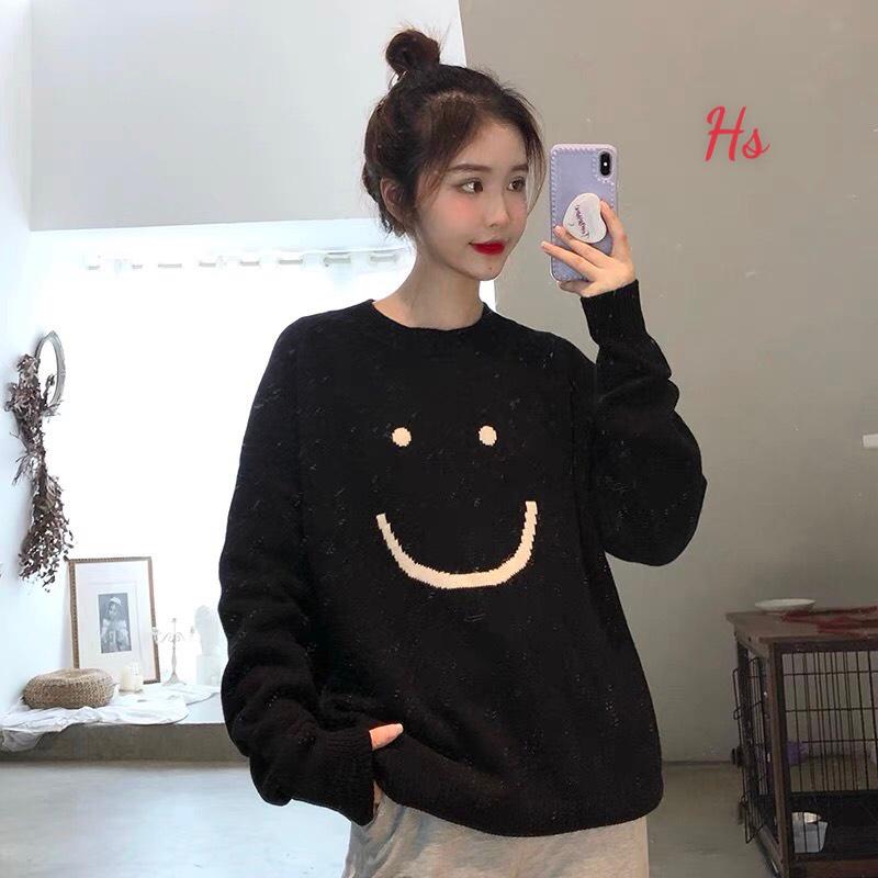 Bộ Áo Mặt Cười Quần Jogger Dáng Rộng Set Áo Thun In Hình Kèm Quần Nỉ Cotton