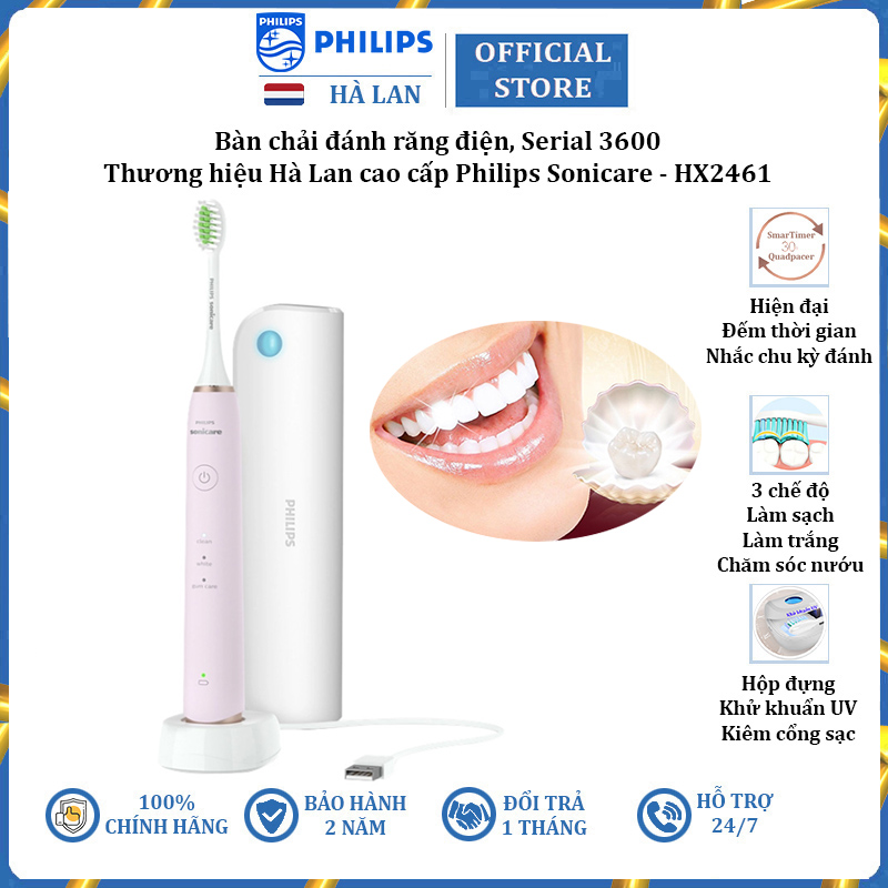 Bàn chải đánh răng điện Philips Sonicare HX2461 3 chế độ - Hàng Chính Hãng