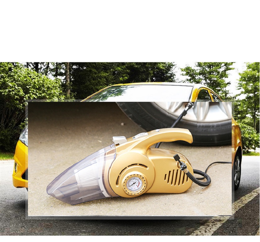 Máy Hút Bụi Xe Ô Tô,Máy Bơm Lốp Xe Đa Năng 4 Trong 1 Bơm Lốp,Đo Áp Suất, Đèn pin soi sáng - Hàng chính hãng / Hàng nhập khẩu