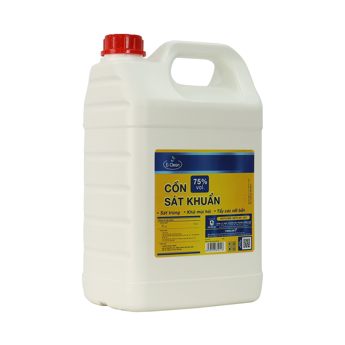 Cồn sát khuẩn 75% Vol. can 5 lít [Tặng 1 bình xịt cồn phun sương 500ml cho mỗi đơn hàng]