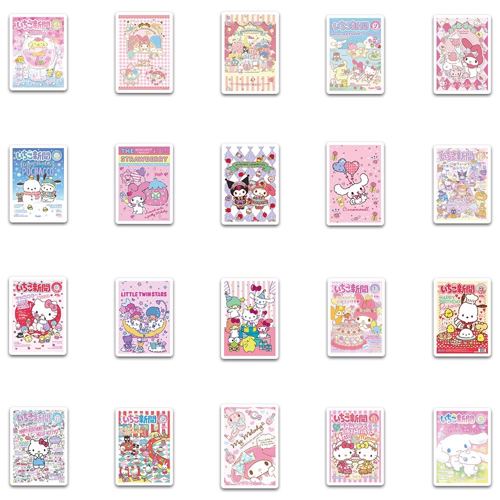 Bộ 65 STICKER Hình Sanrio Hoạt Hình Chống Thấm Nước