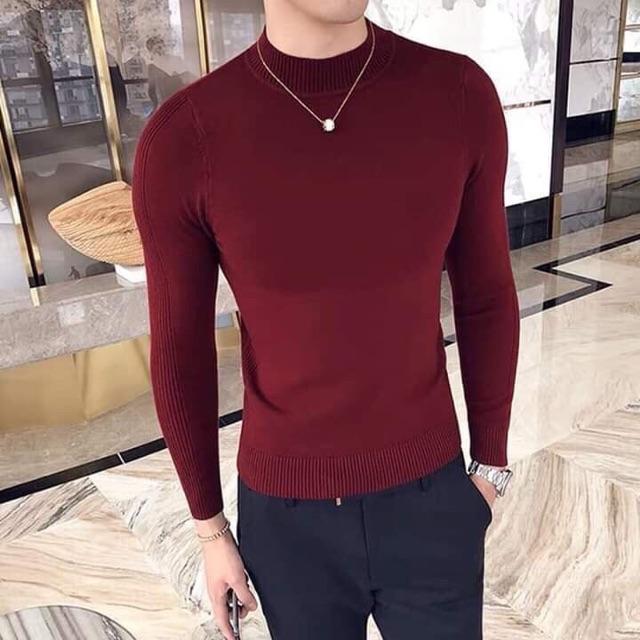 Áo len nam cổ 3 phân dài tay 5 màu