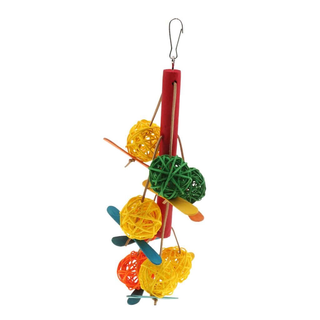 Pet Bird Cage Swing Bite Pulling Toy Parrot Rattan Ball Toys Parakeet Cockatiel