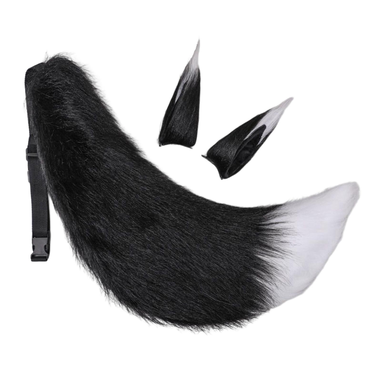 3 Pieces Plush Fox Ears Hair Clip Faux Fur Long Tail Women Girl Headwear Lovely Lolita Headband for Anime Cosplay Prop Christmas Fancy Dress