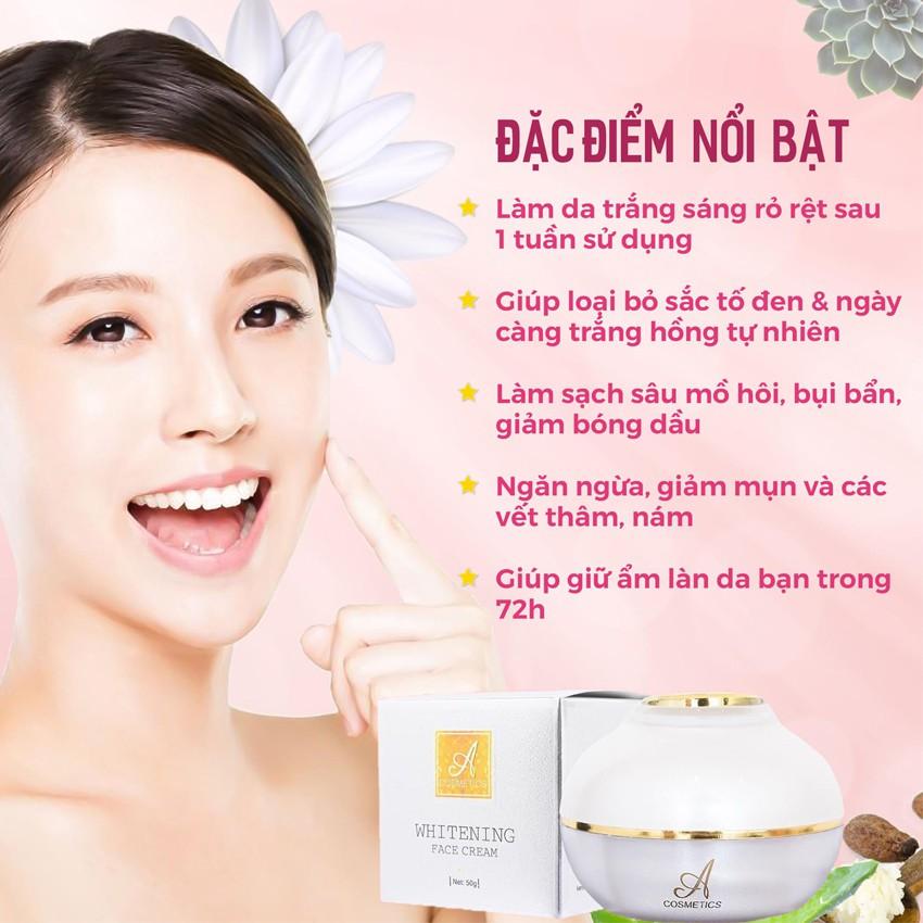 Bộ 2 SP dưỡng trắng da mặt Acosmetics: 1 Kem Face Pháp 50g + 1 Detox Bọt Biển 80ml