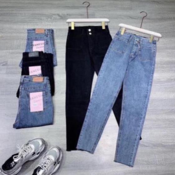 Quần jean nữ 2 cúc túi vuông quần bò dáng ôm cạp cao siêu tôn dáng thời trang Banamo Fashion 761