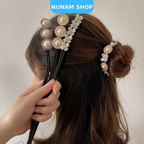 Dây bới tóc ngọc và hoa thanh lịch sang chảnh Nunam Shop