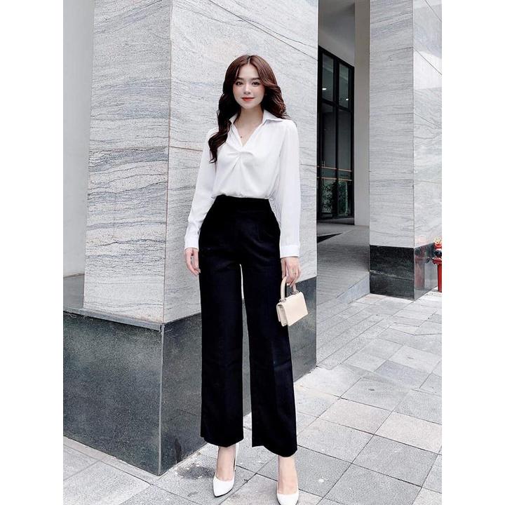 Áo sơ mi trắng dài tay, thiết kế xoắn ngực siêu xinh AM 10