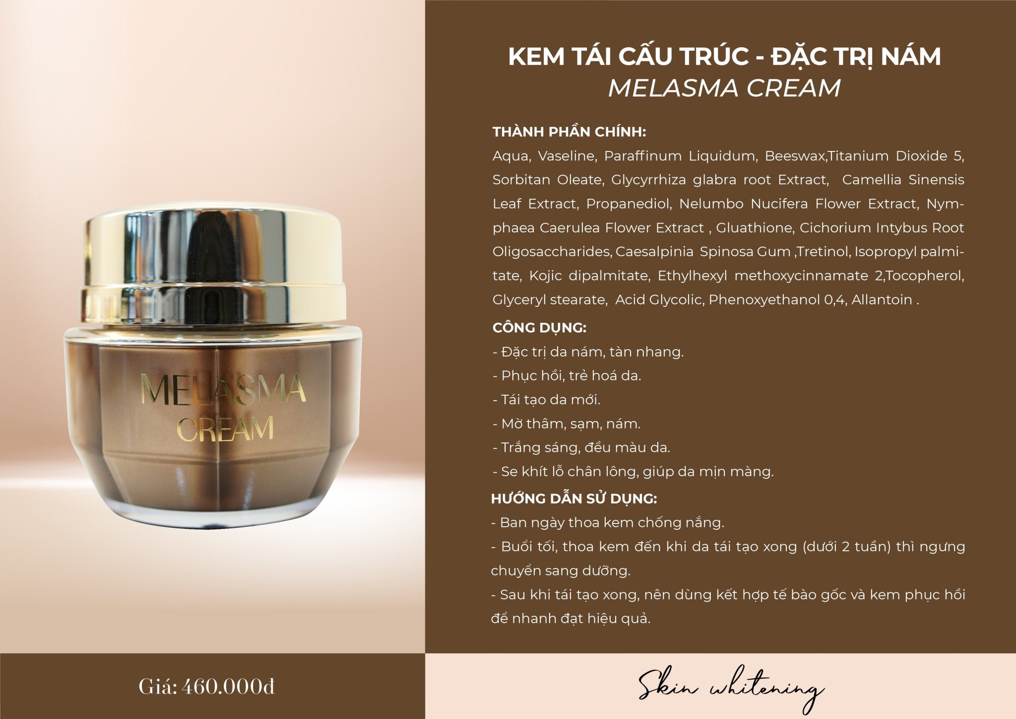 Kem Tái Tạo đánh bay Nám Almonds Melasma Cream 20g