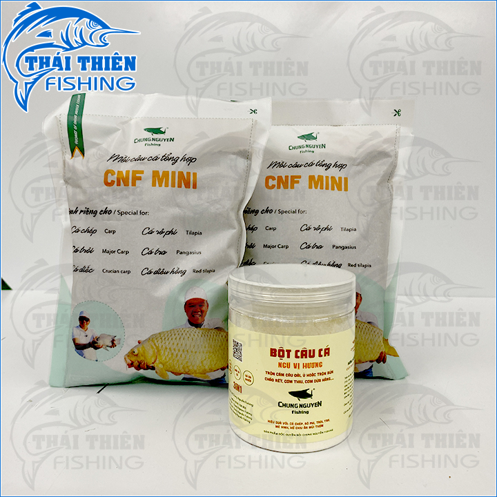 Combo 2 Gói Cám CNF Mini, 1 Hũ Bột Ngũ Vị Hương Chung Nguyễn Fishing Dùng Câu Cá Tổng Hợp Như Chép, Trôi, Trắm, Phi