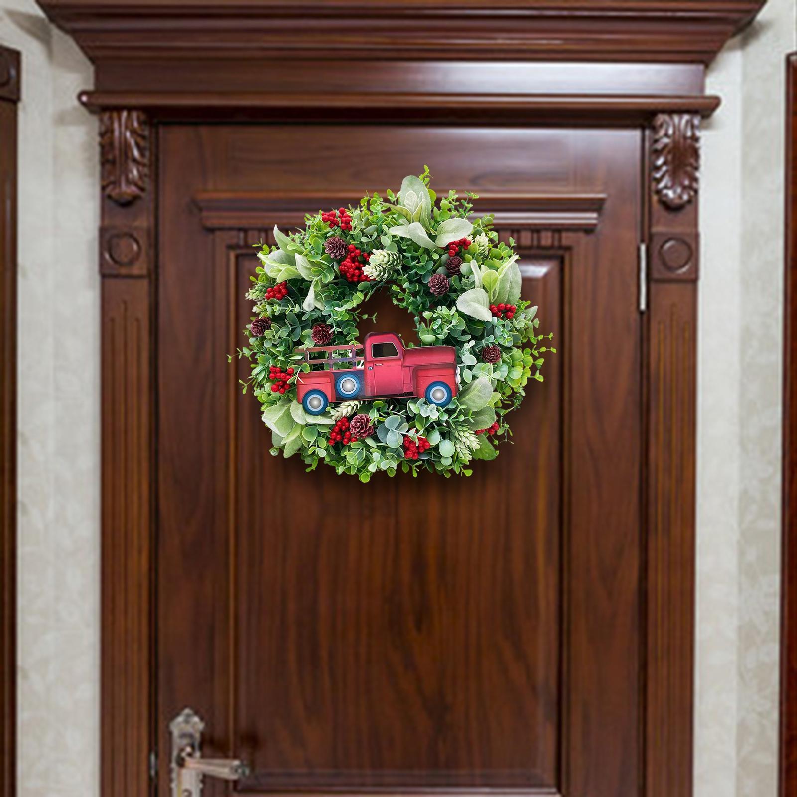 Christmas Flower Wreath Artificial Wreath Wall Hanging Greenery Wreaths for Xmas