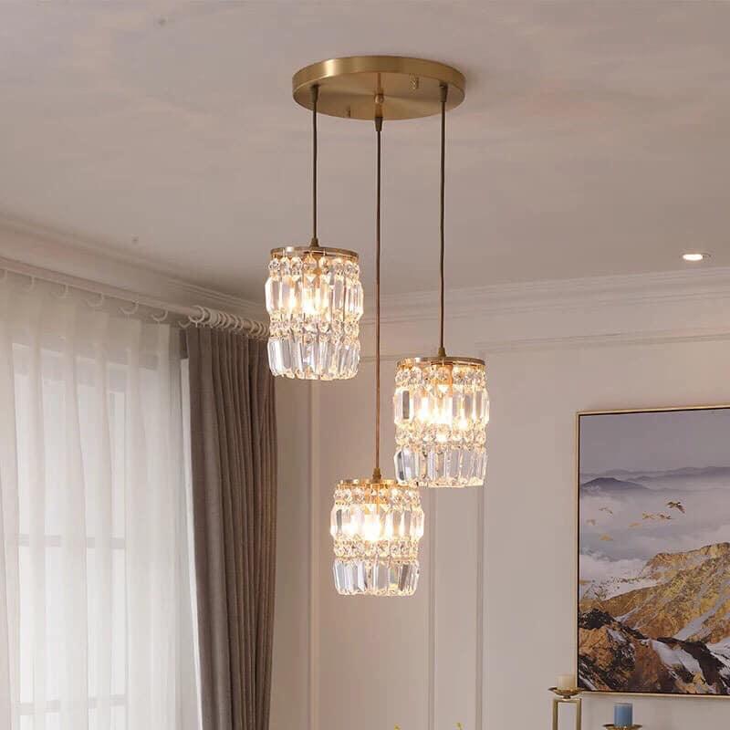 Bộ 03 Đèn thả pha lê vàng siêu đẹp