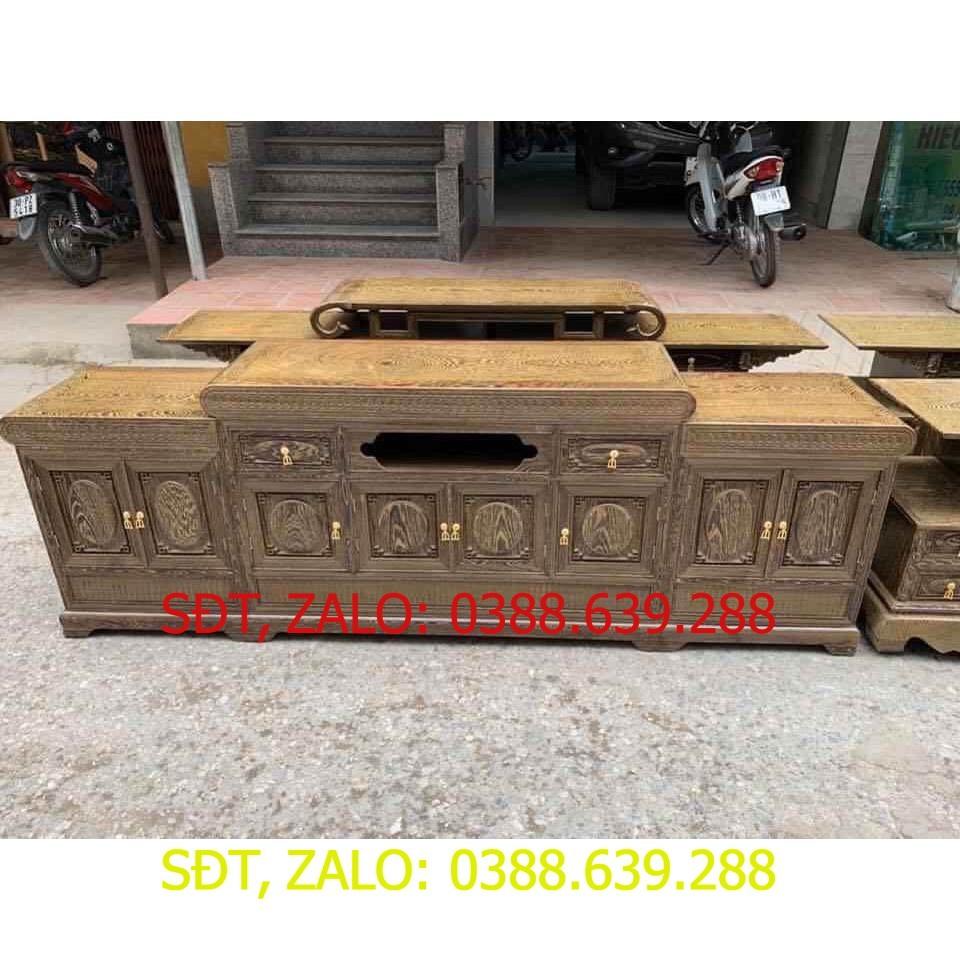 Kệ tivi nồi giữa gỗ mun đuôi công