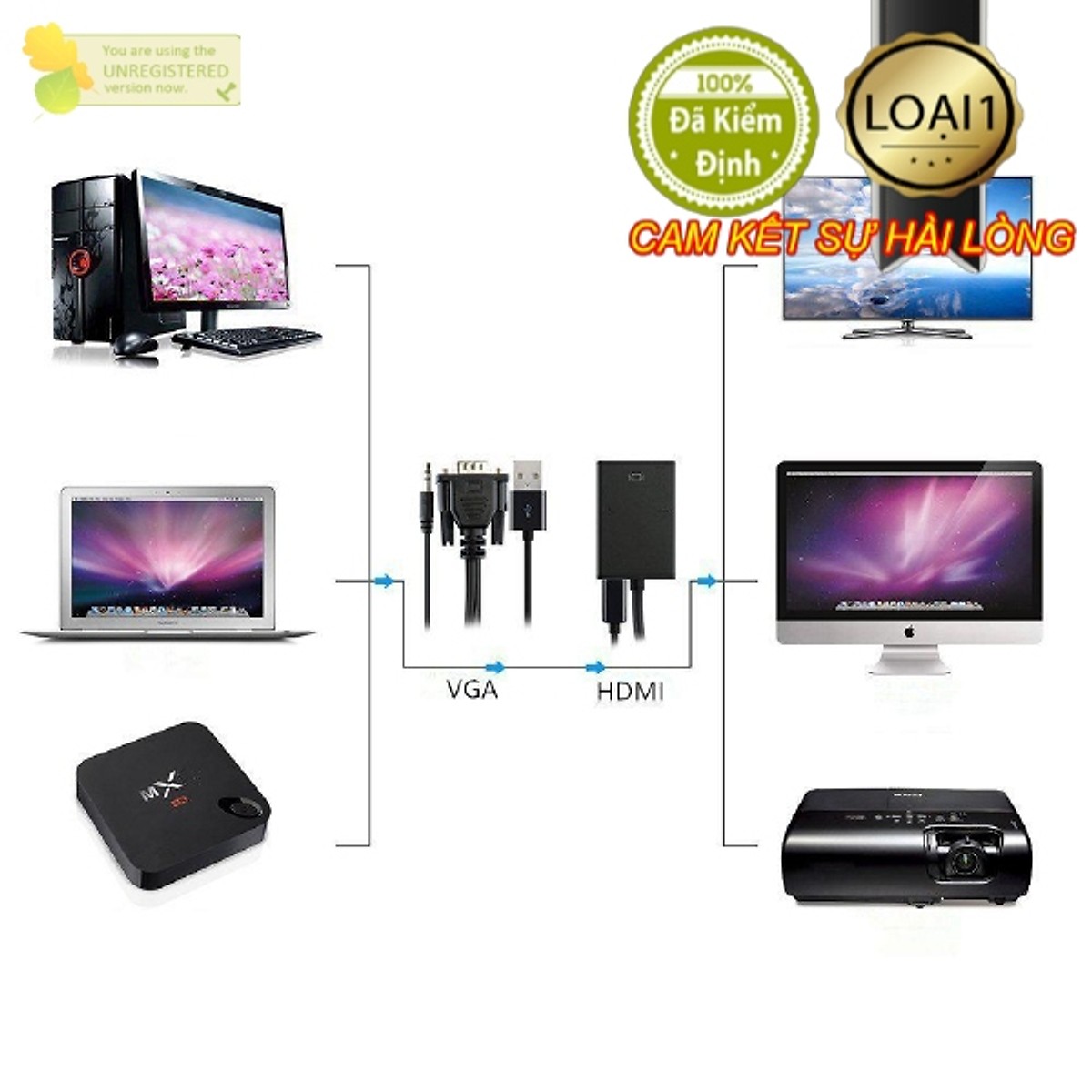 Bộ chuyển đổi VGA sang HDMI có Audio