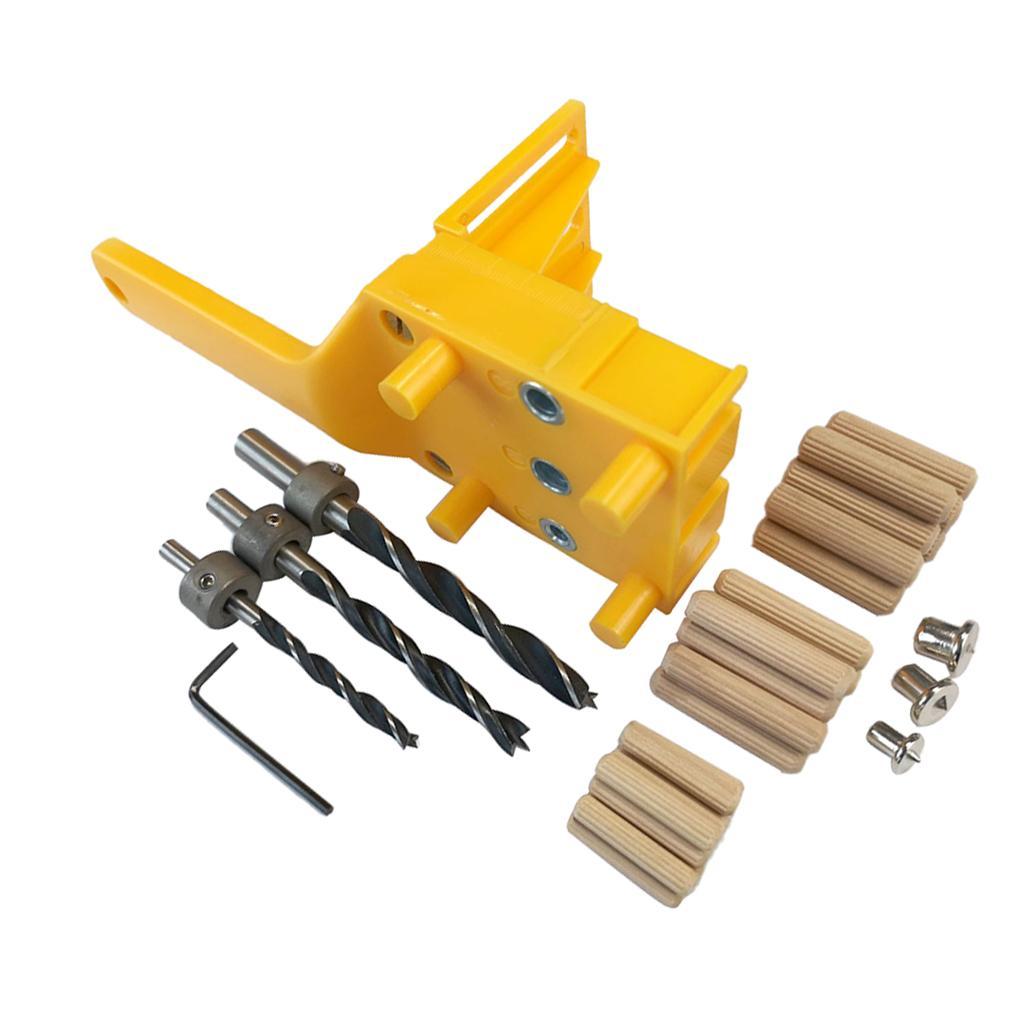 Woodworking Dowel Jig Set with 6mm, 8mm 10mm Dirll Bit and Wood Dowel Pins for Joinery Doweling
