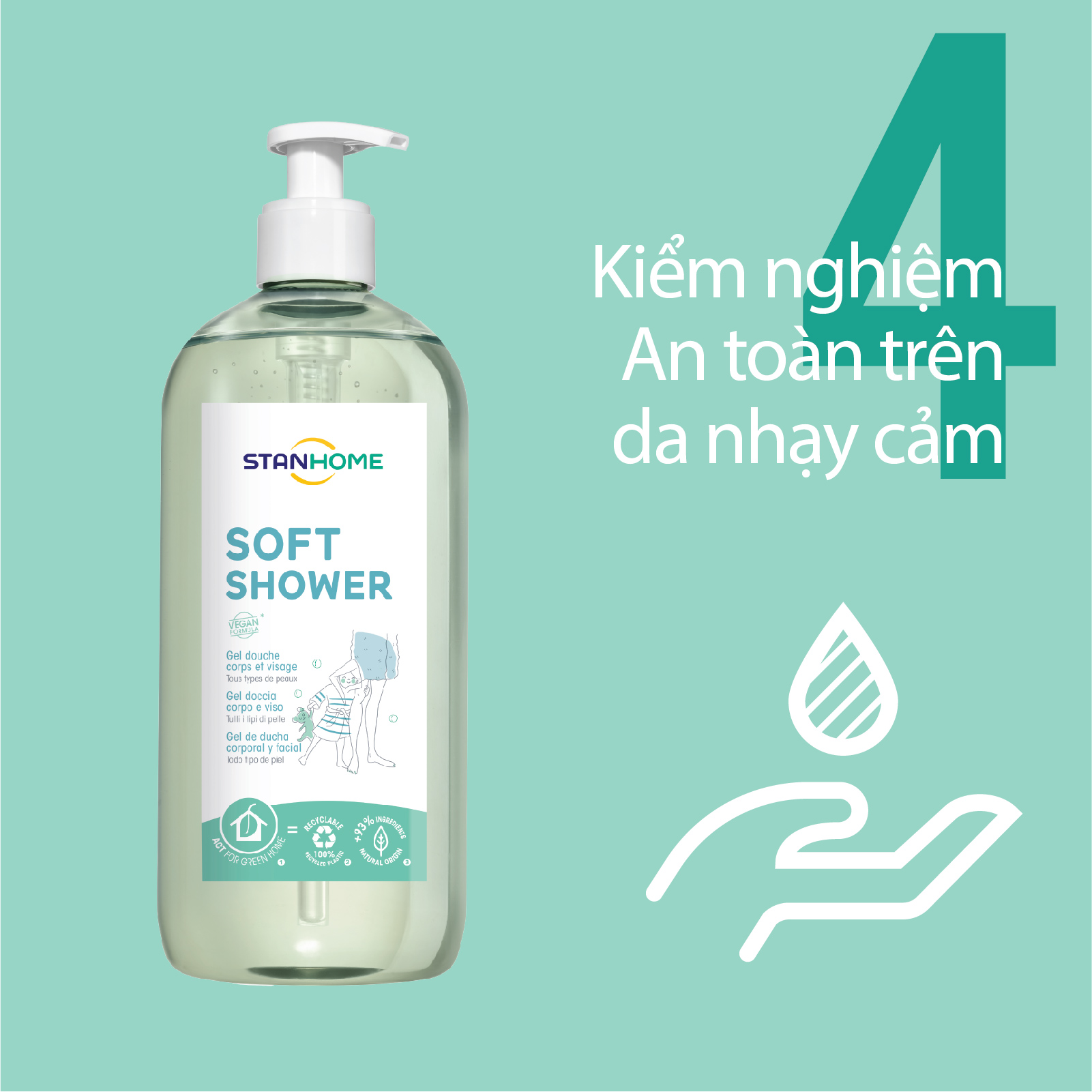 [DATE 04-2026]Sữa tắm, rửa mặt không xà phòng cho mọi loại da và da nhạy cảm Stanhome Family Expert Soft Shower 740ml/chai