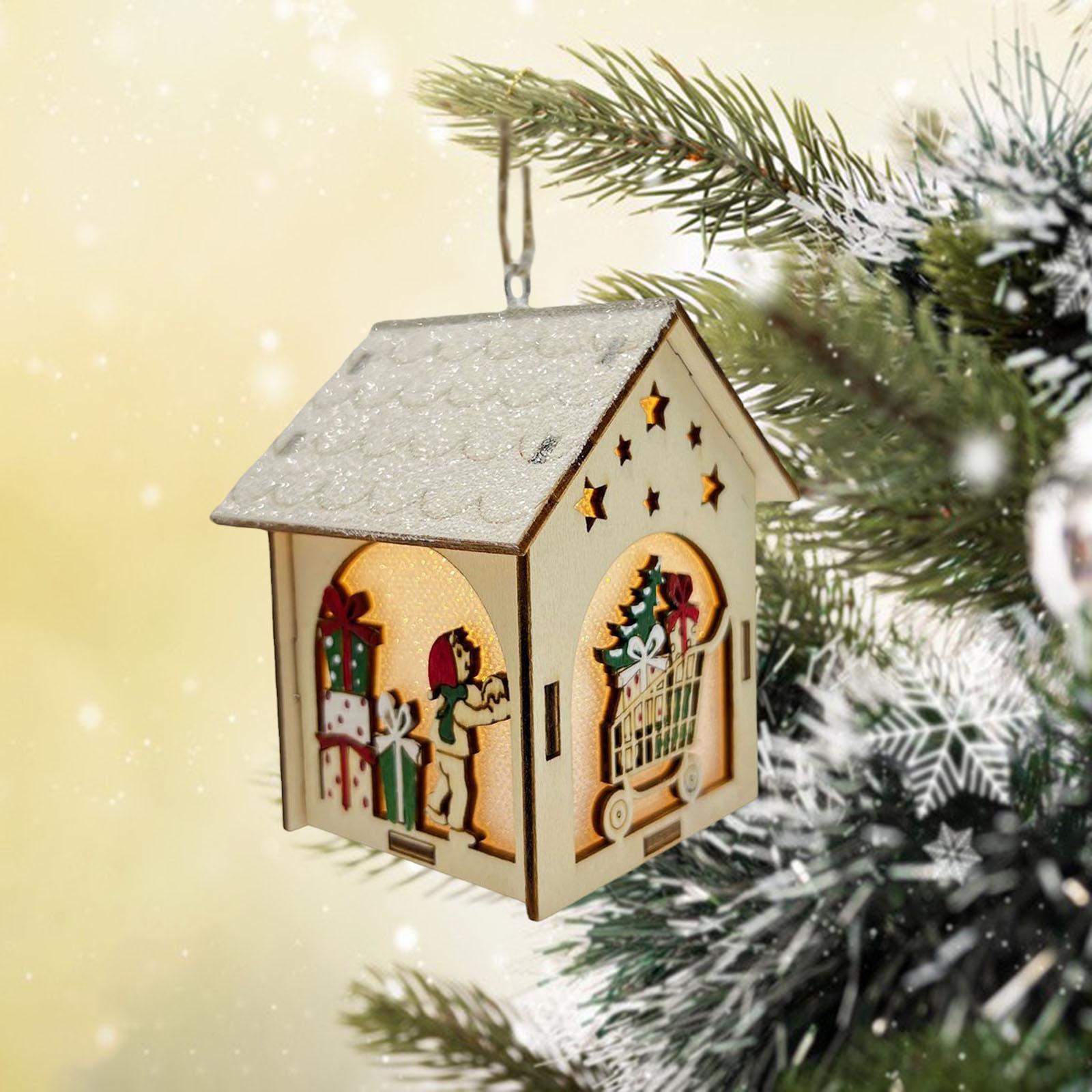 Mini Wooden House Building Set Lights up for Christmas Tabletop Decoration