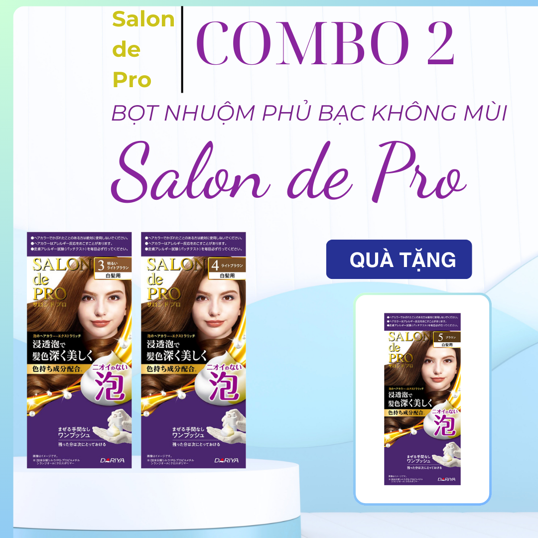 Combo 2 Bọt nhuộm tóc phủ bạc cao cấp Salon de Pro - Màu tự chọn - Tặng kèm 1 hộp bọt đồng thương hiệu