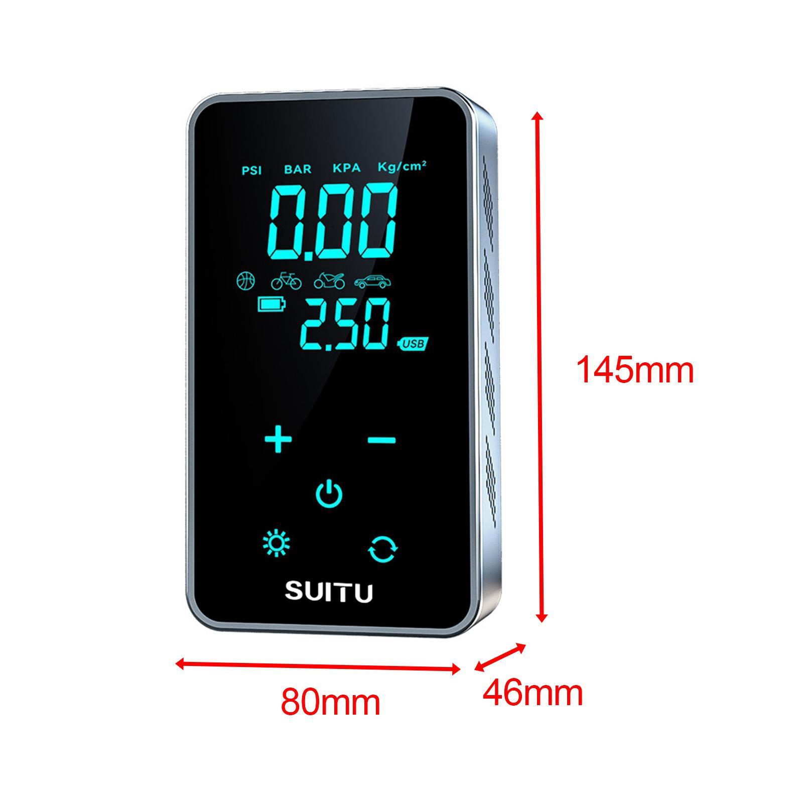 Tire Pump Tire Inflator 5V1A Multifunctional Charging Stop Rechargeable Mini Car with Cable Tire Inflatable Pump Touch Screen