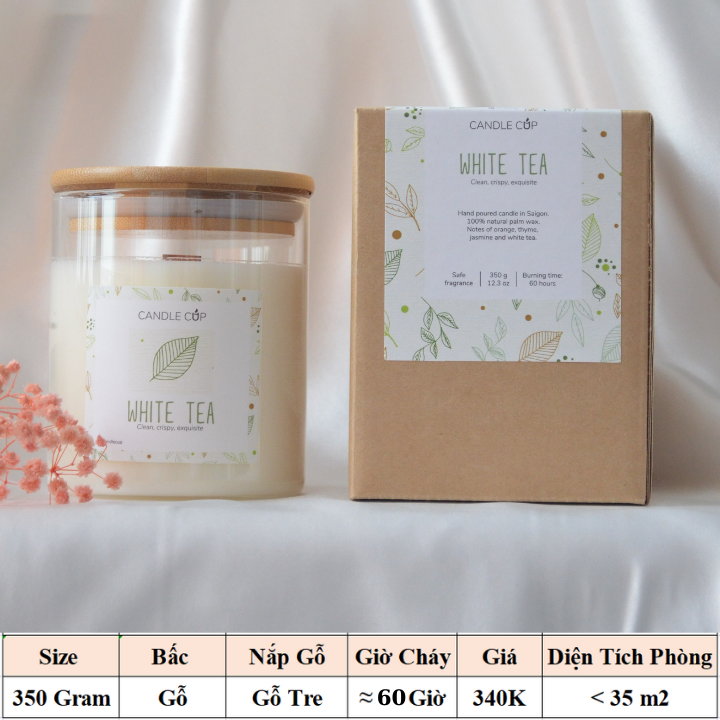 Nến thơm trong lành và thanh mát AGAYA Candle Cup hương cam,xạ hương,hoa nhài,bạch trà - Mùi WHITE TEA