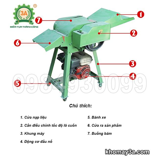 Máy băm cỏ động cơ đầu nổ 3A6,5Hp (Không bao gồm động cơ)