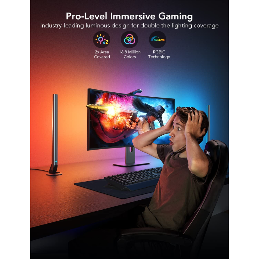 Bộ Dây Đèn LED mở rộng màn hình máy tính và Thanh đèn led RGBIC Govee DreamView G1 Pro Gaming Light H604A (24-32")