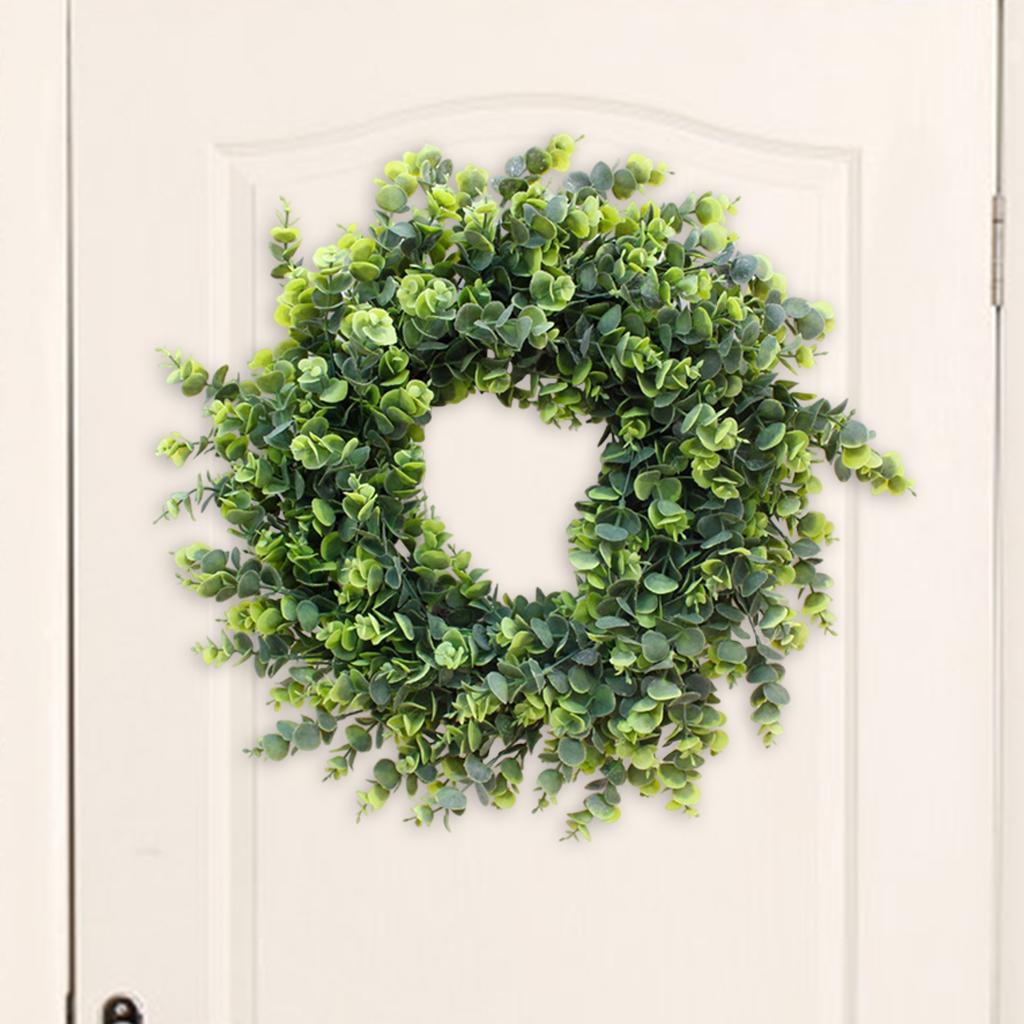 Artificial Wreath Fake Eucalyptus Leaf Front Door Hanging Green