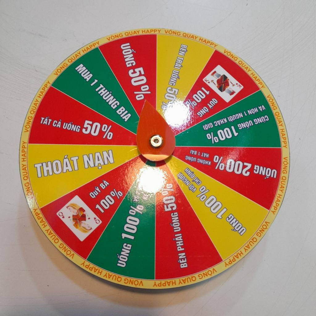 Vòng quay Lucky ( Ăn nhậu 12 ô - 3 màu - viền vàng - Đường kính 25cm x cao 6cm)