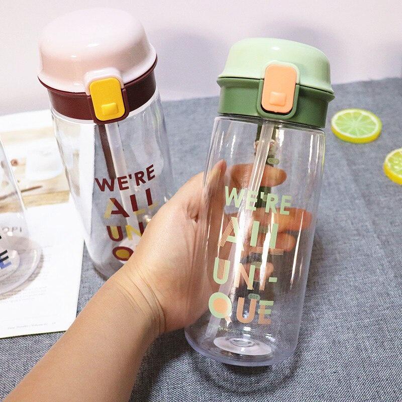 New simple Bouncing Straw Water Cup for Men and Women Students Outdoor Sports Travel Portable Leak-proof Plastic Beverage