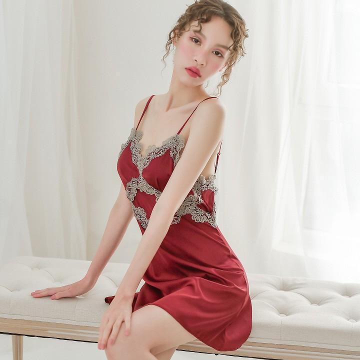 Váy ngủ ren ngực cao cấp đồ ngủ hở lưng gợi cảm
