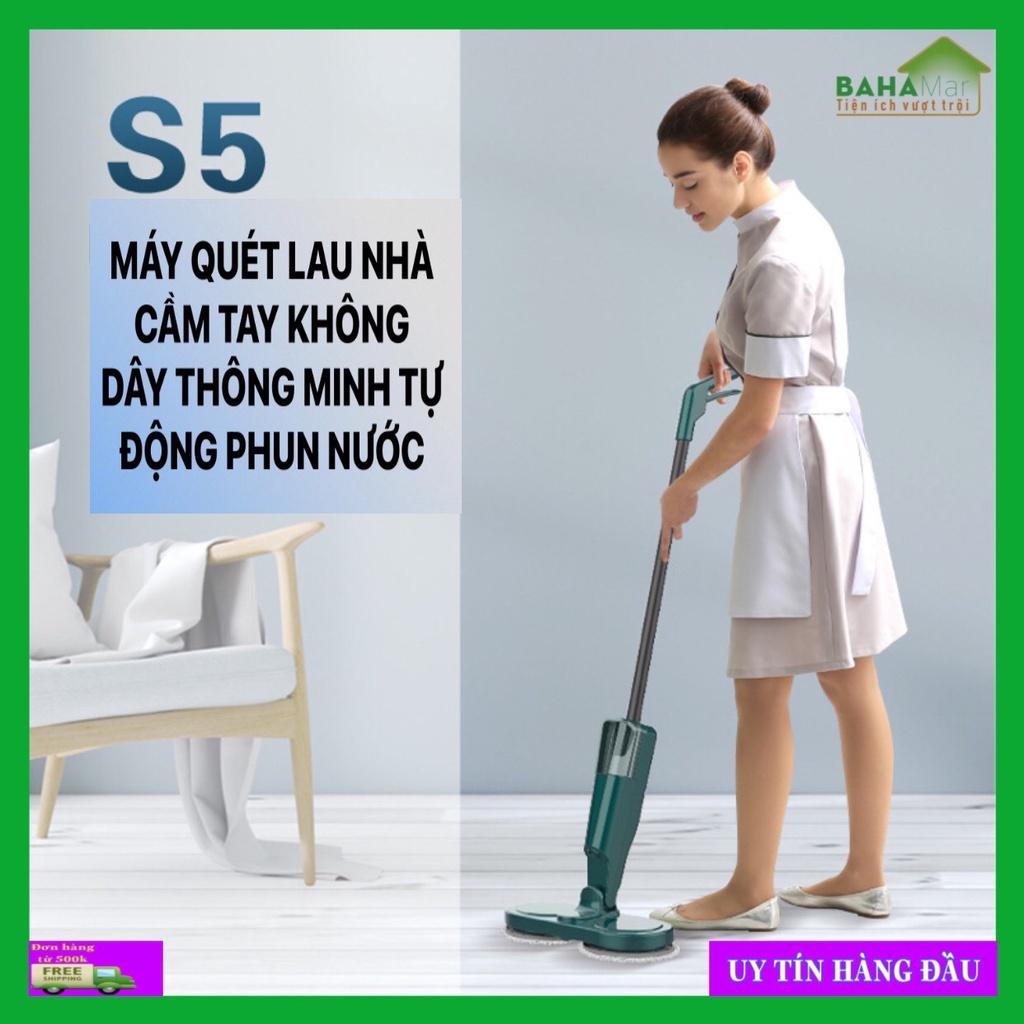 MÁY QUÉT LAU NHÀ CẦM TAY KHÔNG DÂY THÔNG MINH TỰ ĐỘNG PHUN NƯỚC S5 &quot;BAHAMAR&quot;có thể lau ướt, có gắn bình chứa nước