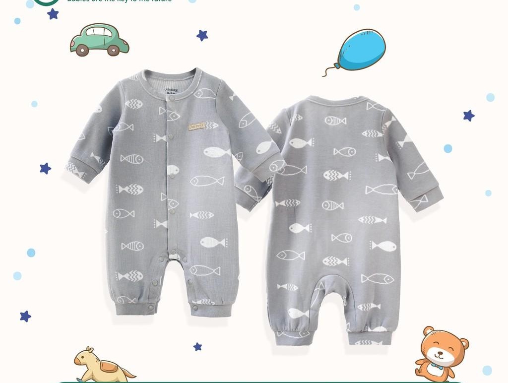Bộ Body cúc giữa họa tiết cá từ 0-3m