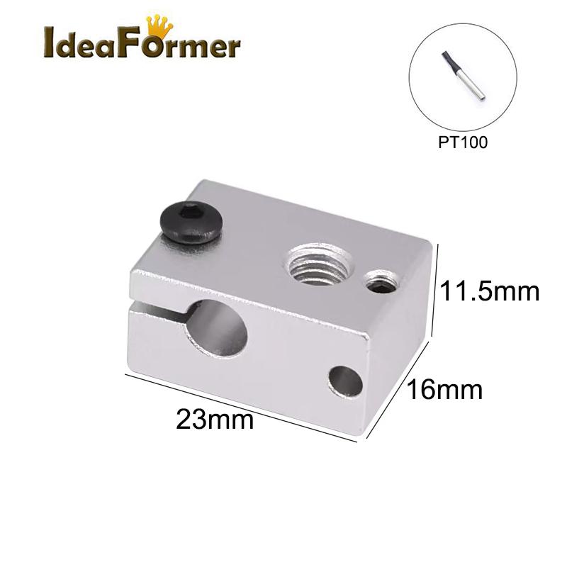 1 PCS BLOCK BLOCK E3D V5 V6 MK7 MK8 MK2 MK10 Volcano PT100 CR10 2 trong 1 ra ngoài nhôm/đồng thau cho máy in 3D