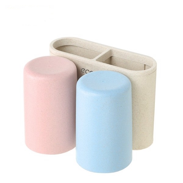Giá để đồ treo bàn chải đánh răng 2 cốc làm từ bột lúa mì E1701