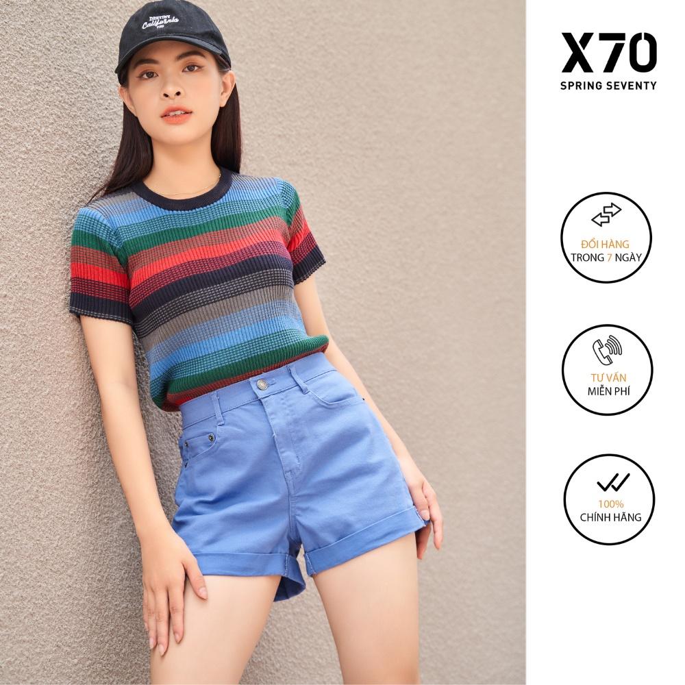Áo Thun Kiểu Nữ Dệt Kim Thiết Kế Cổ Tròn Tay Ngắn Thời Trang X70 - 00440061