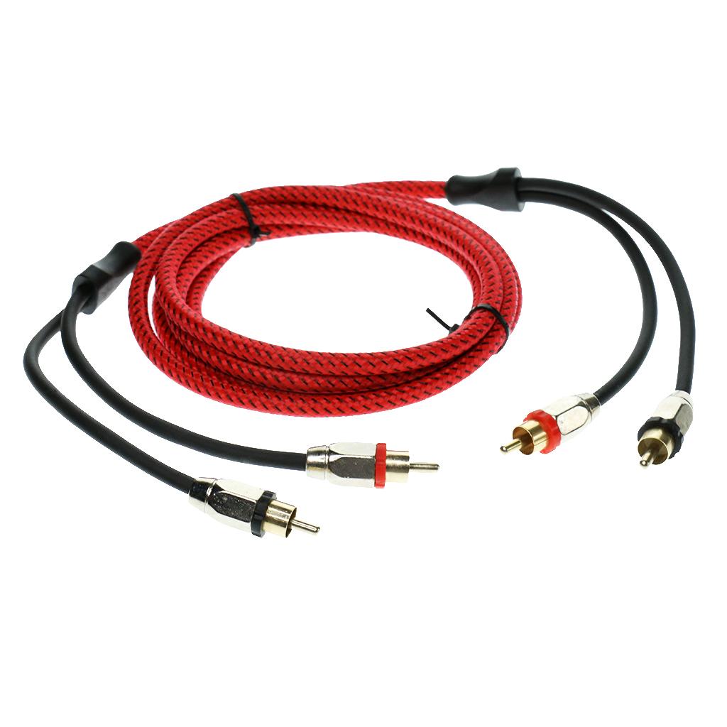 2 Meters 2RCA Male to 2RCA Male Car Stereo Audio Power Cable Wire Universal