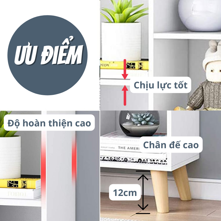 Kệ Sách Gỗ Đa Tầng FIVO Mã FB60 Màu Trắng, Nội Thất Lắp Ráp Đơn Giản, Chất Liệu MDF Phủ Melamine Chống Thấm Bề Mặt Cực Tốt, Có Kèm Tấm Lưng